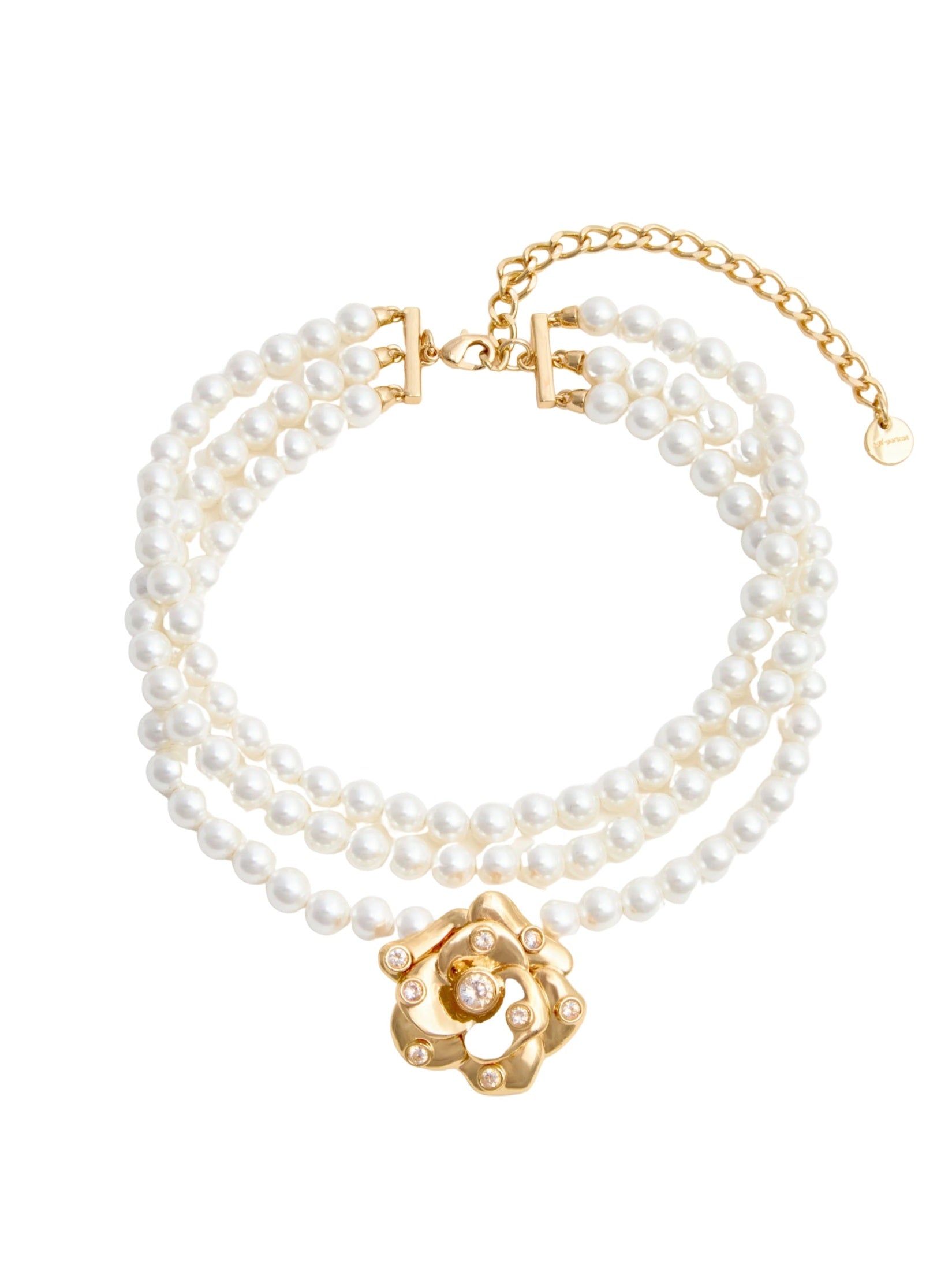 Gold flower pearl choker