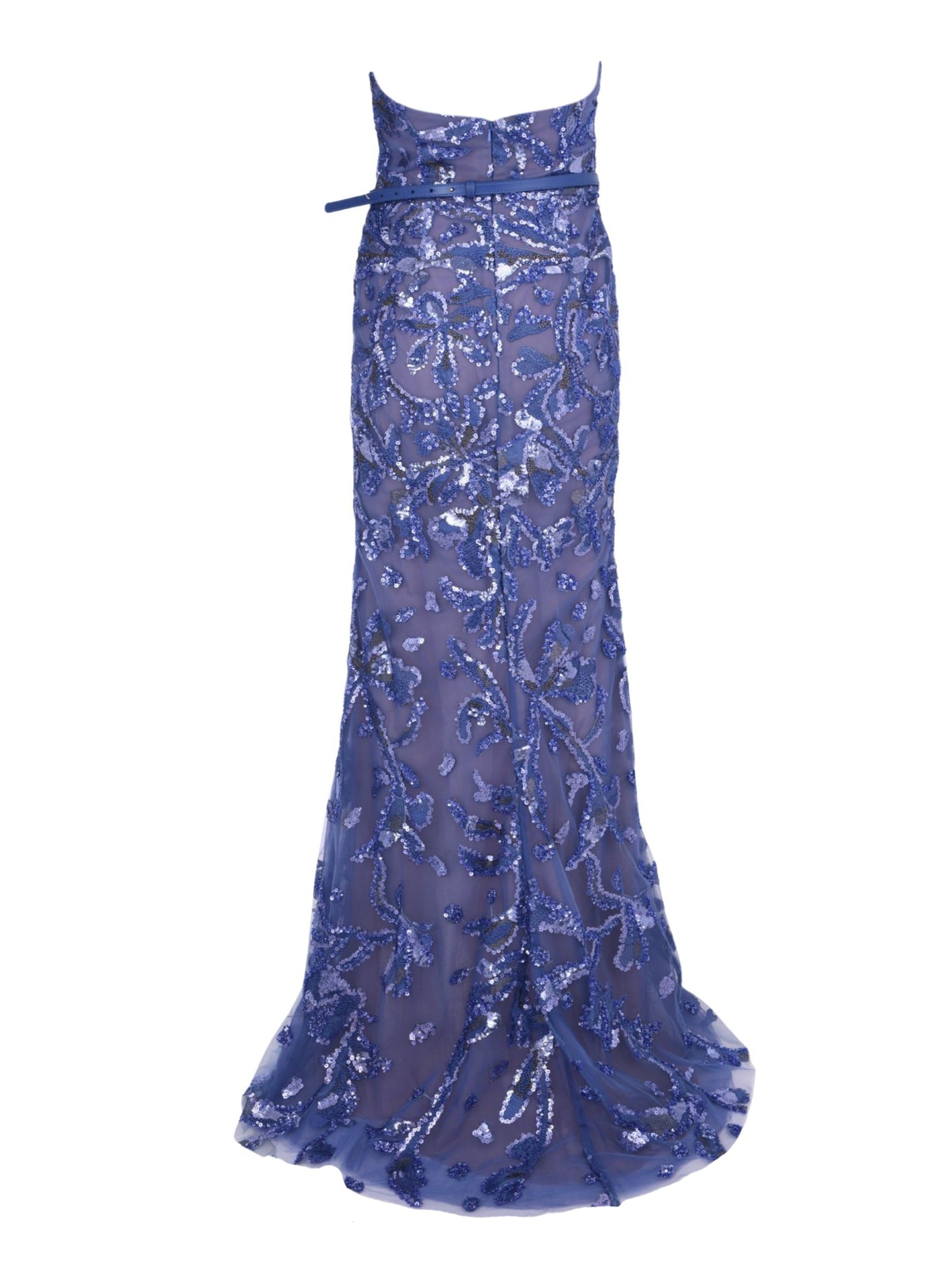 Halter neck embroidered tulle dress