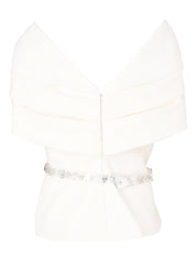Top with attached pleated cape and peplum