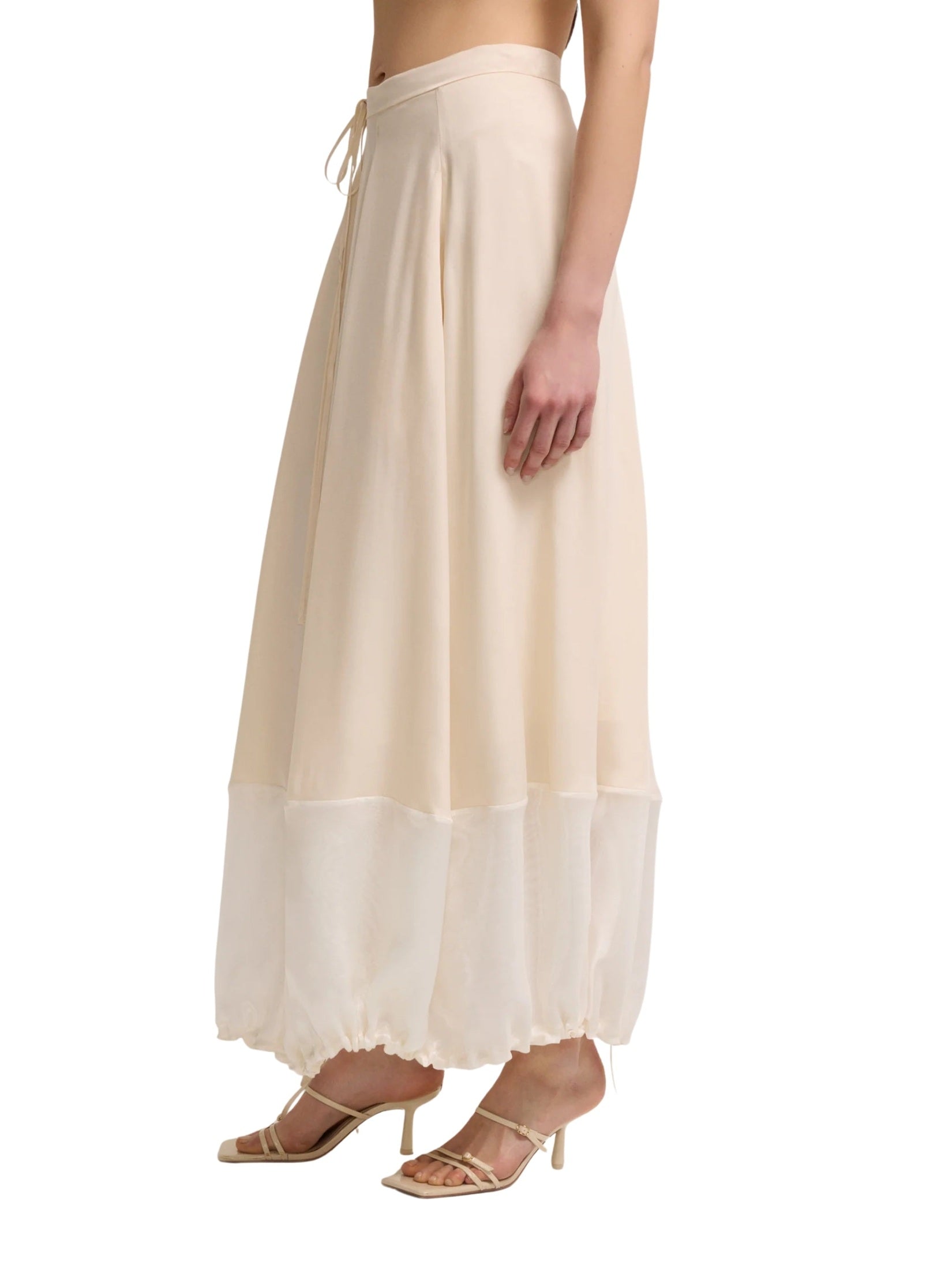 Long skirt with gathered detail