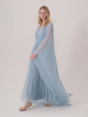 Drape Detailed Flowy Chiffon Dress