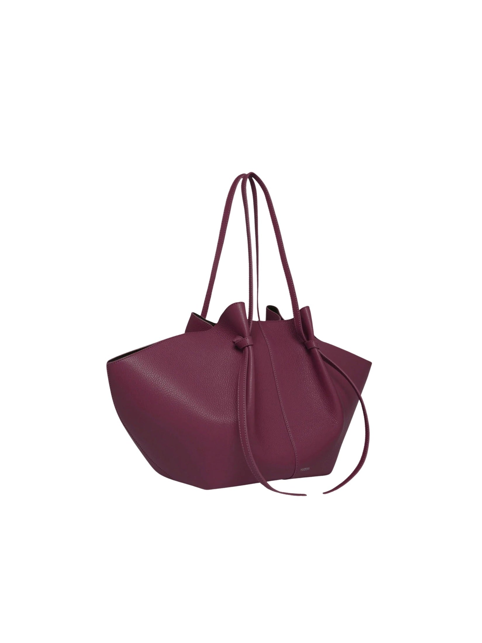Large mochi wine pebble grained leather