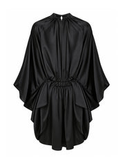 Black Draped Blouse with Cape Sleeves