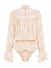 Scarf Neck Lace Detail Blouse