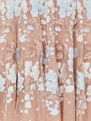 Wisteria dot long sleeve gown