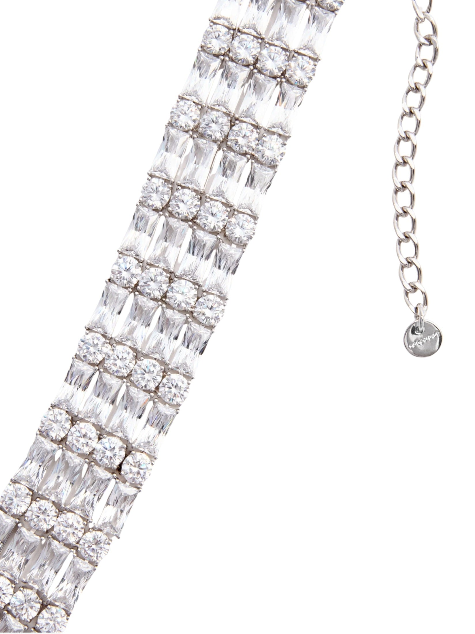 Silver crystal choker