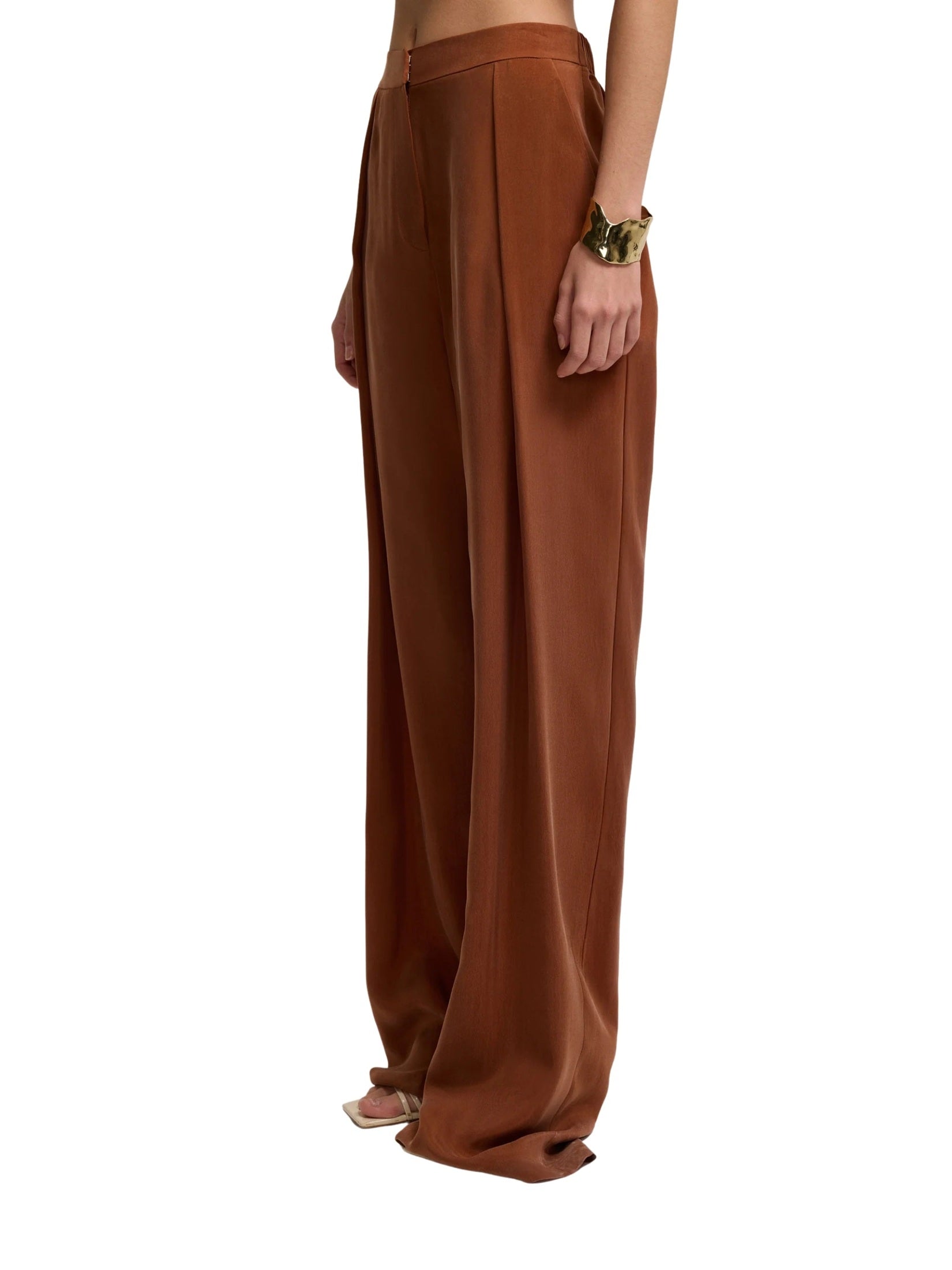 High waist cupro trousers