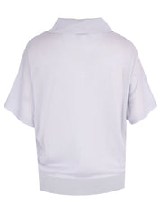 Collar-Detail Fine Knit T-Shirt