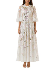 Wisteria sequin round neck ankle gown