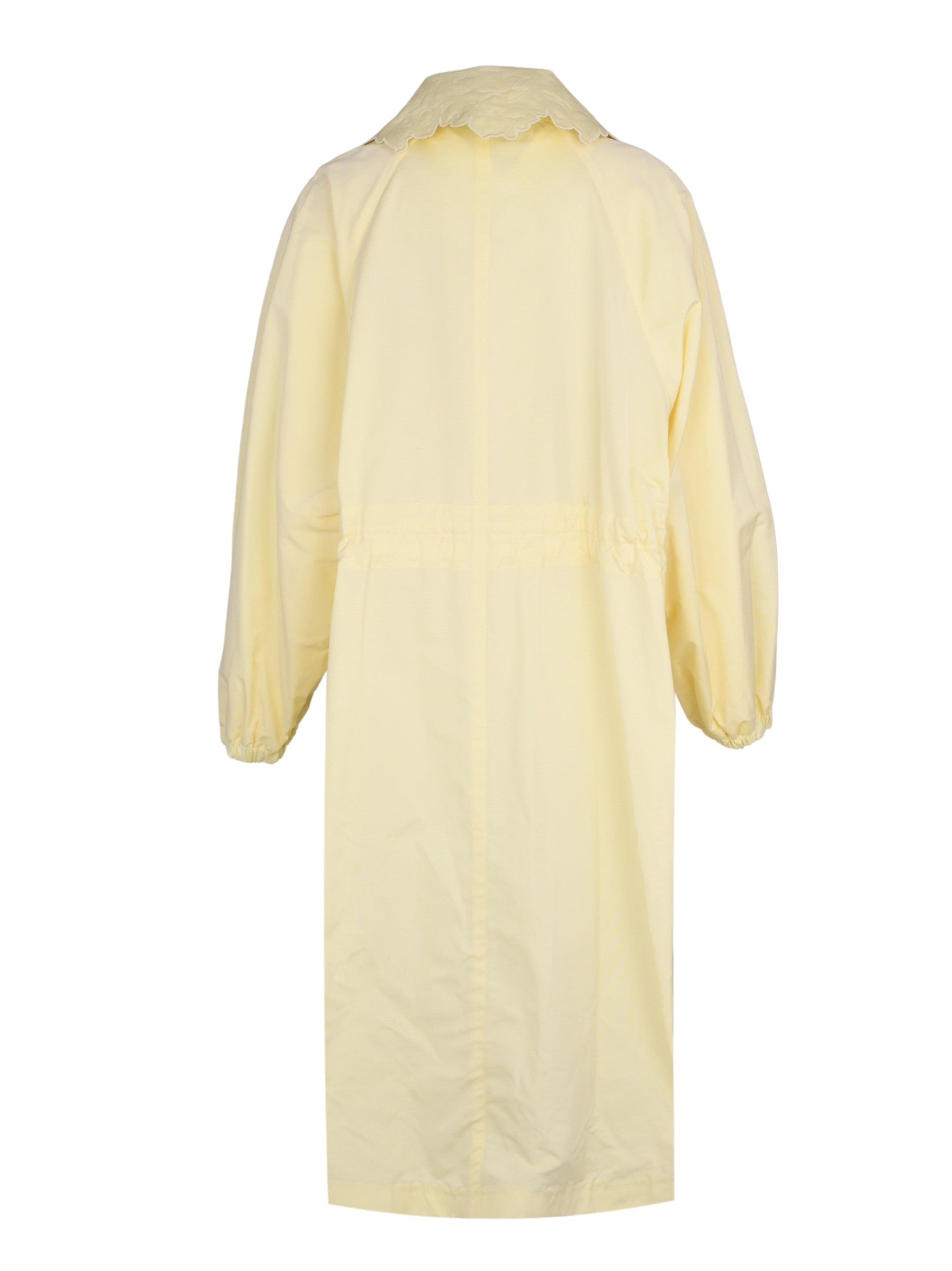 Ottoman long trench with detachable embroidered collar