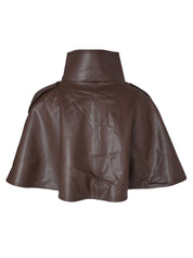 BROWN CLOAK VEGAN LEATHER JACKET