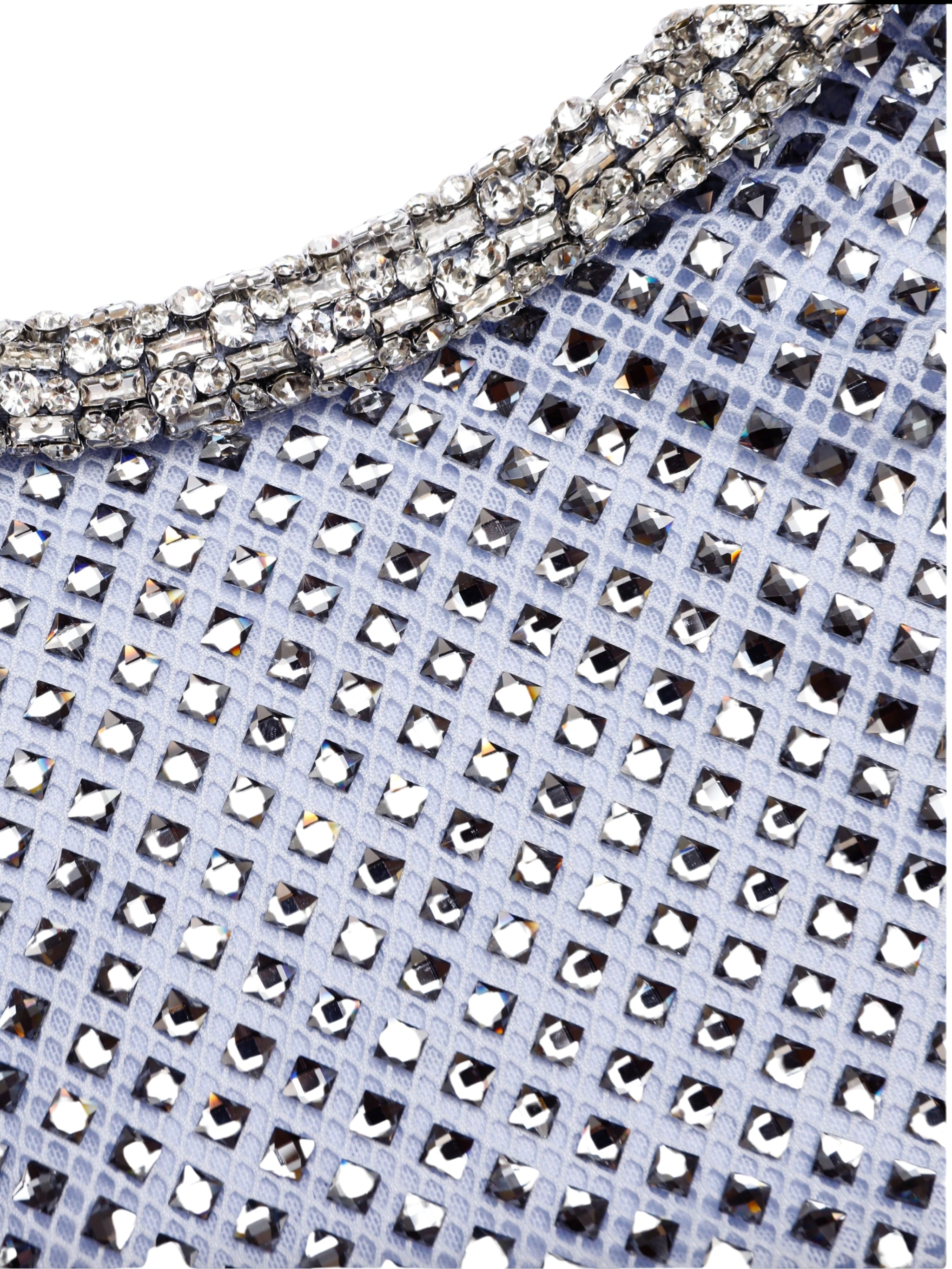 BLUE RHINESTONE MESH MIDI DRESS