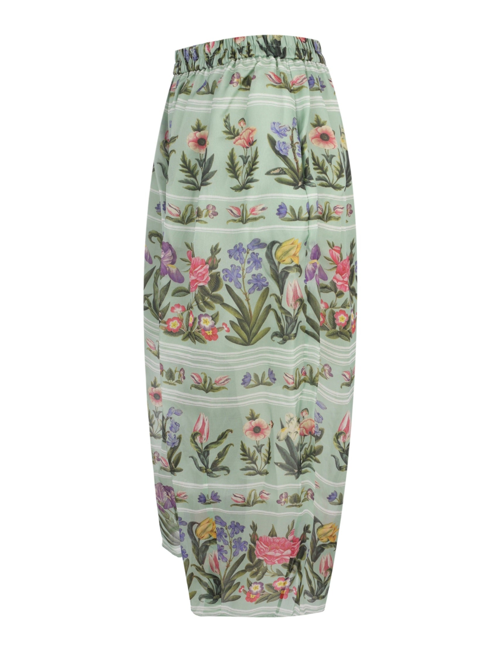 Pita organza silk print cocoon 7/8 length pant with full elastic waistband