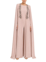 Pink Plain Dress With Cape