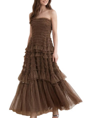 Valentine ruffle strapless gown