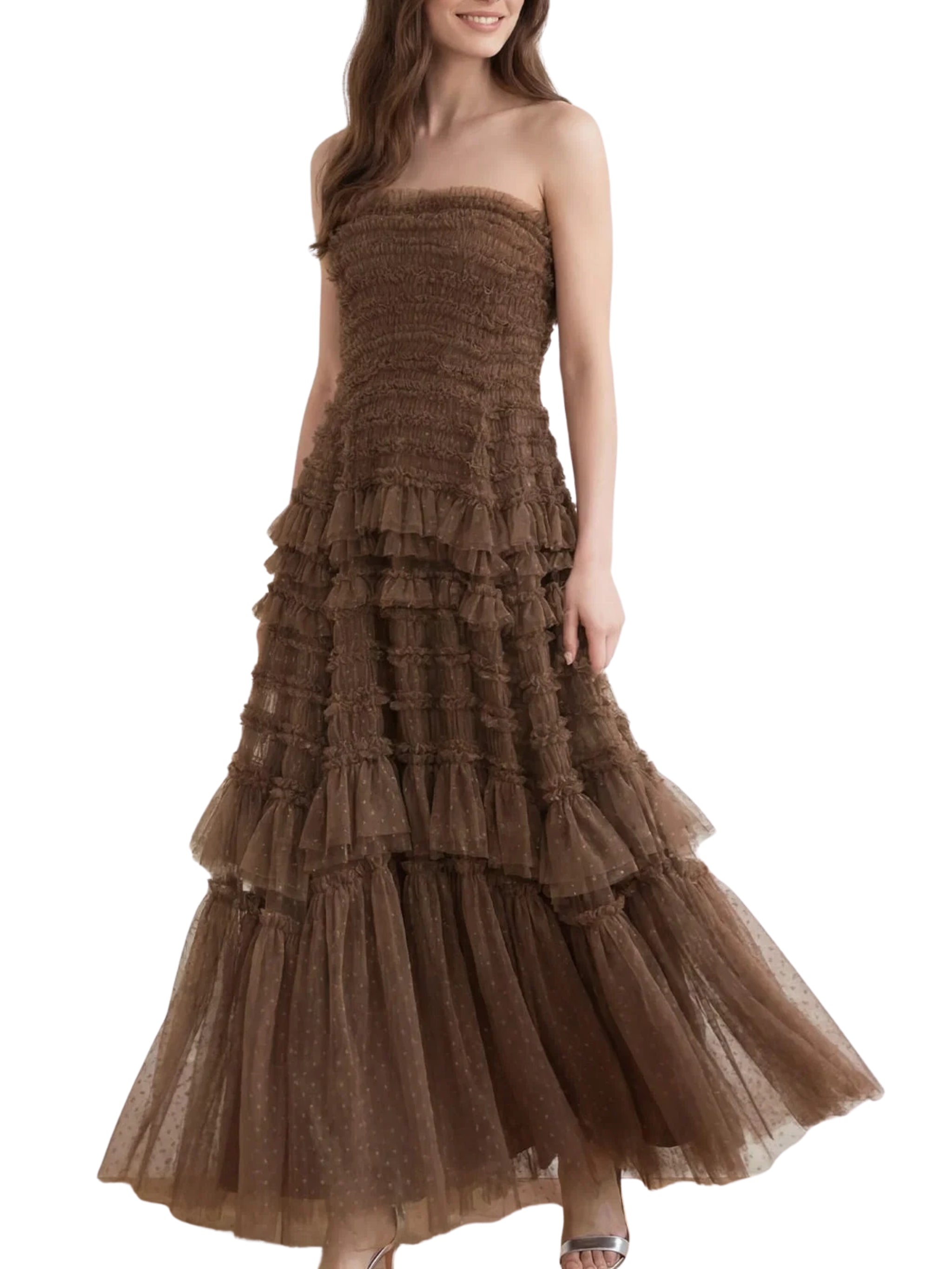 Valentine ruffle strapless gown