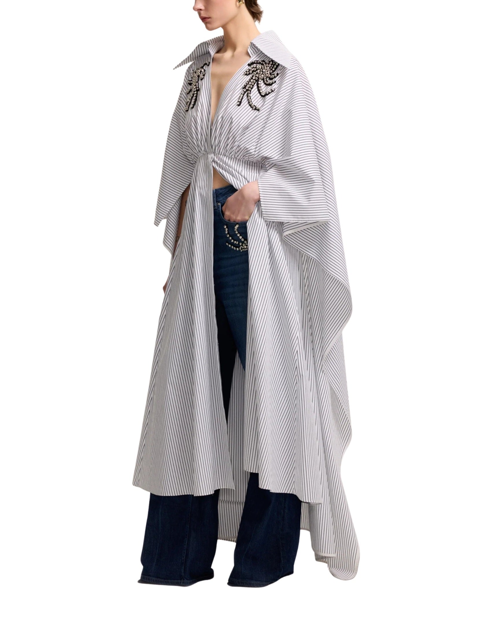 Cape look oversize dress