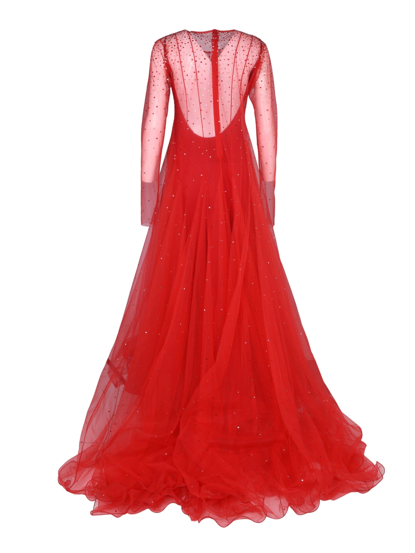 Red tull dress
