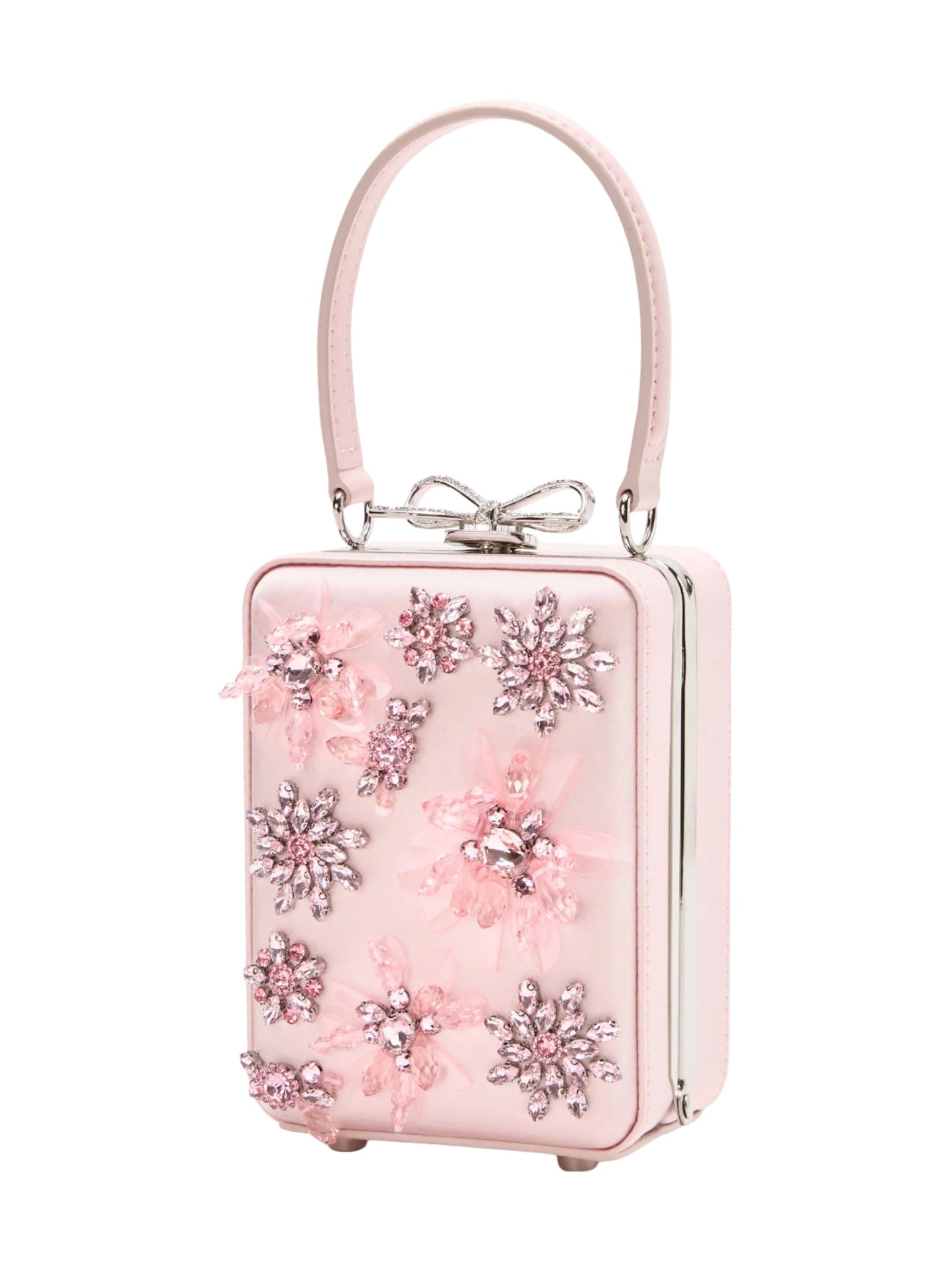 Pink satin floral beaded micro bag