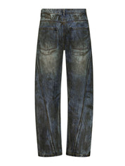 Dirty washed diagonal denim