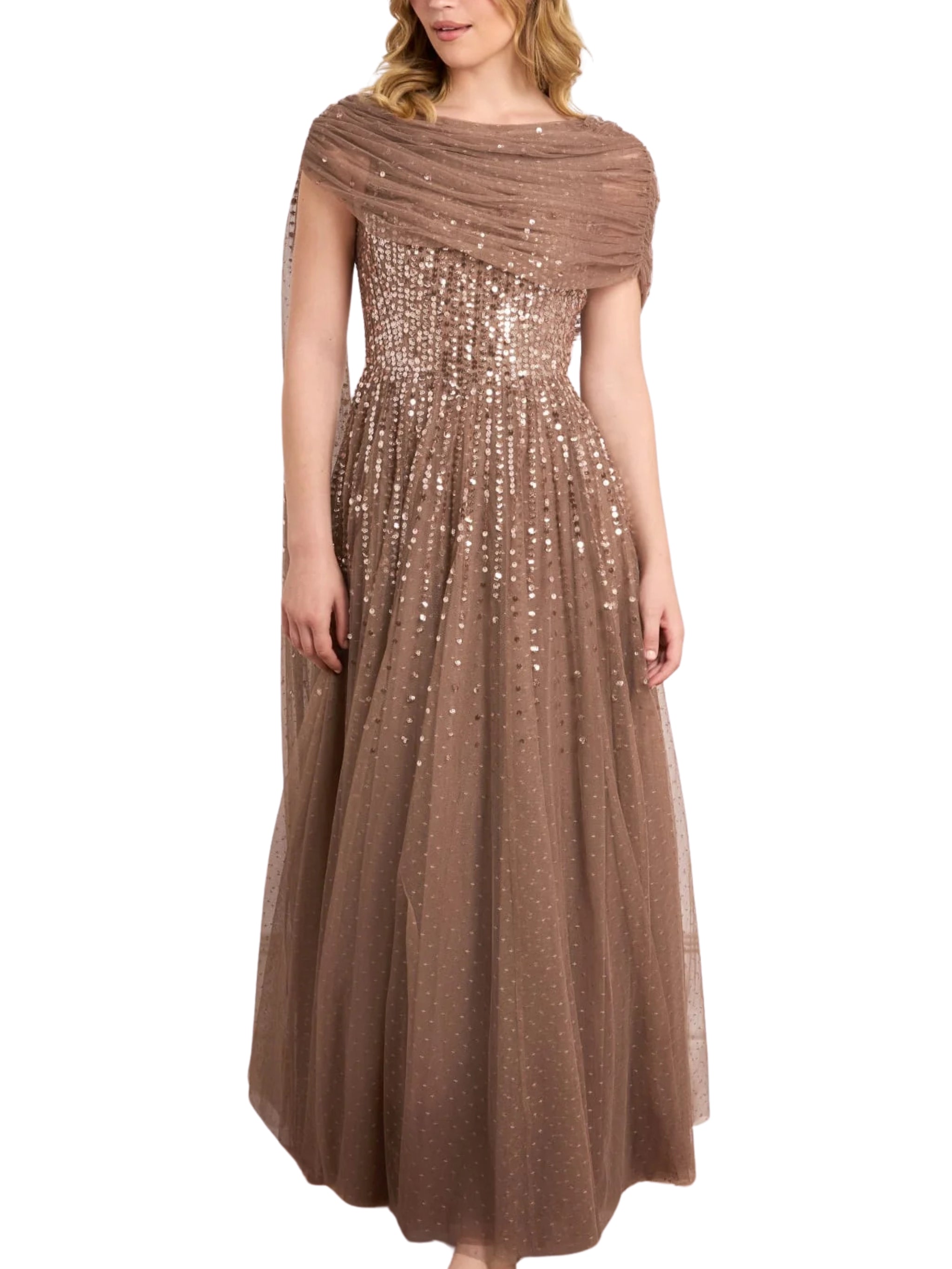 Moonlight sequin draped gown