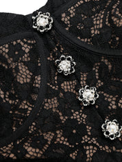 BLACK SWEETHEART LACE MIDI DRESS