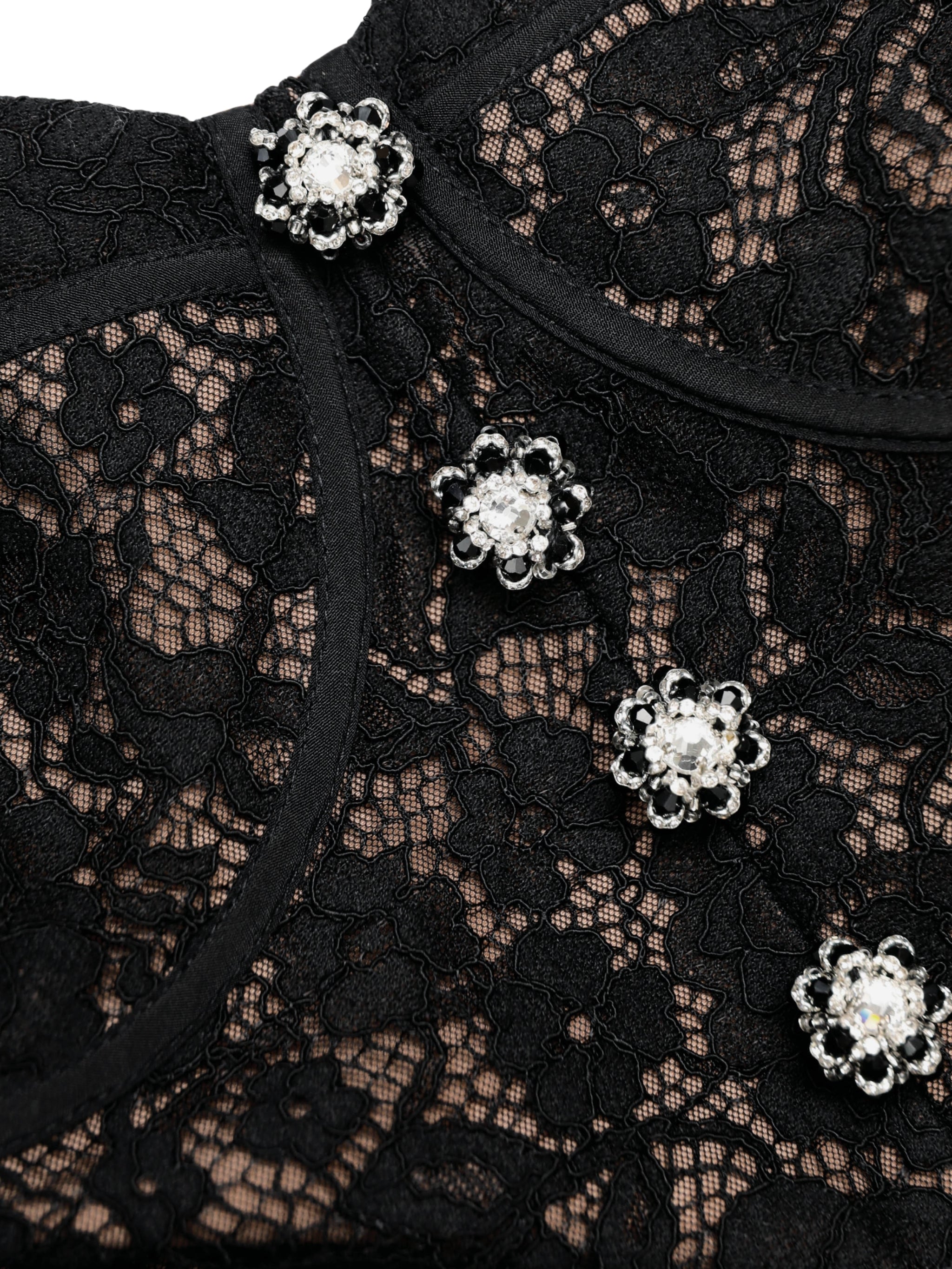 BLACK SWEETHEART LACE MIDI DRESS