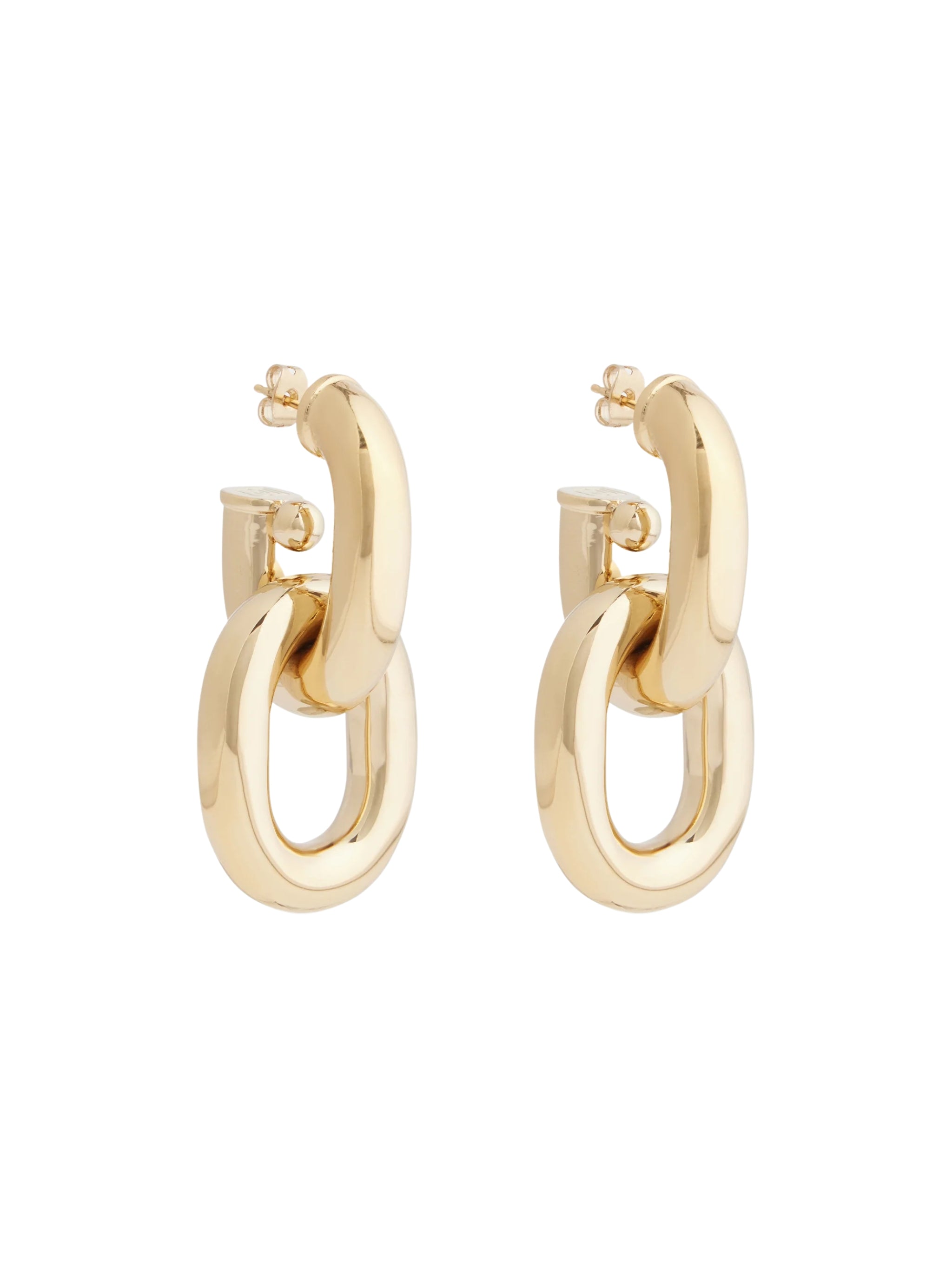 Gold double xl link earrings