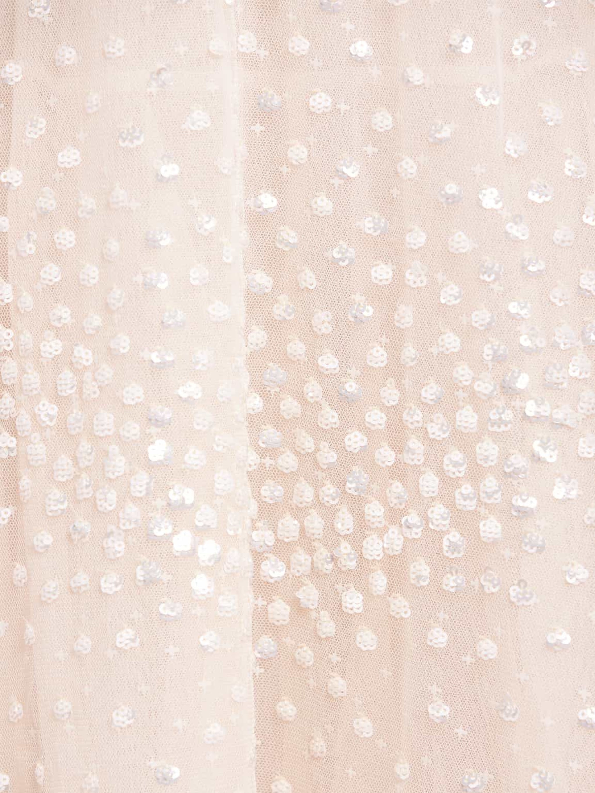 Scallop sequin cape ankle gown