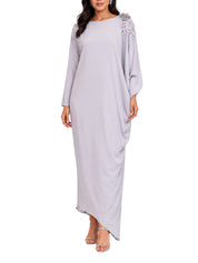 Beige Three-Quarter Sleeve Dress