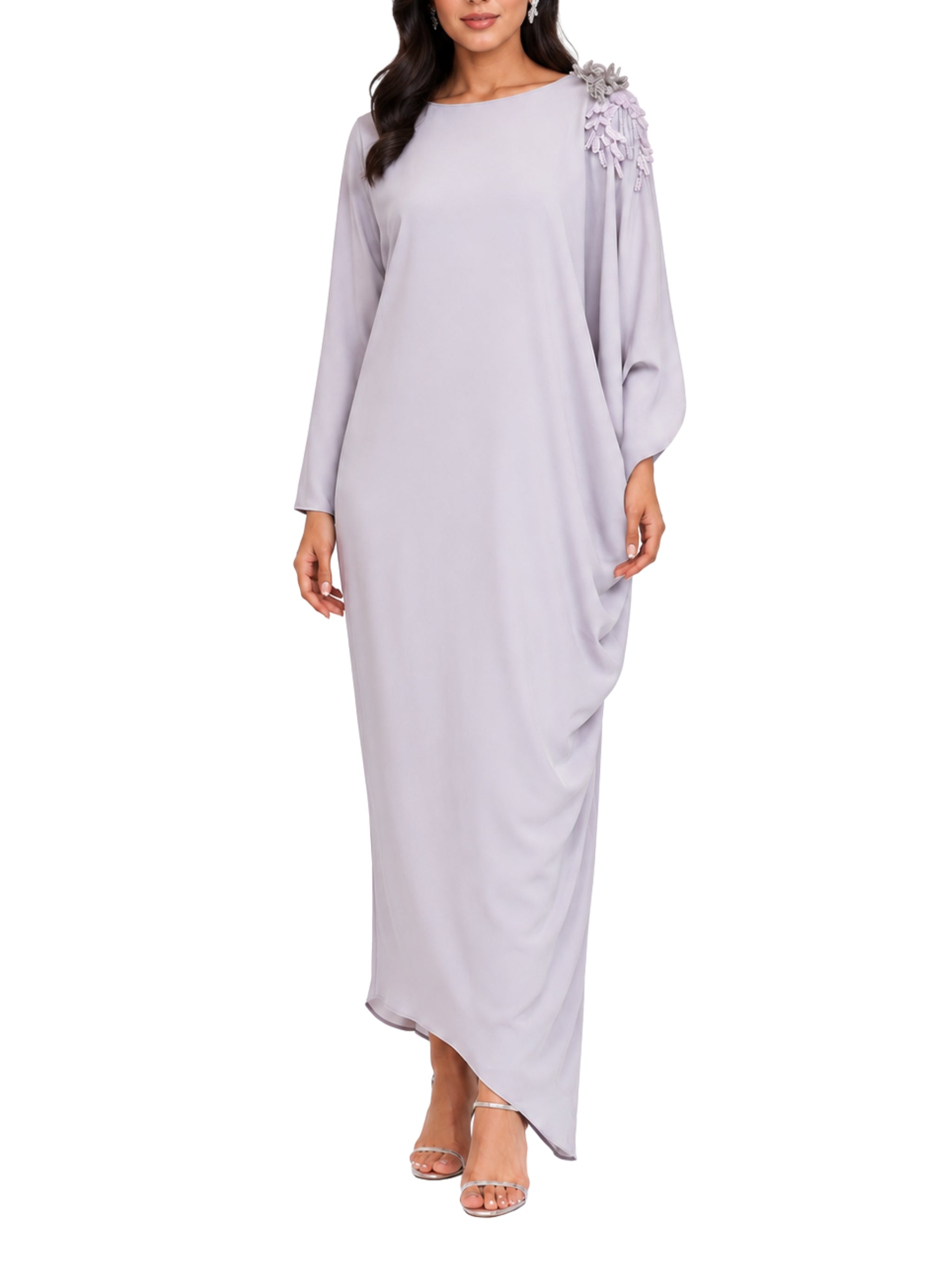 Beige Three-Quarter Sleeve Dress