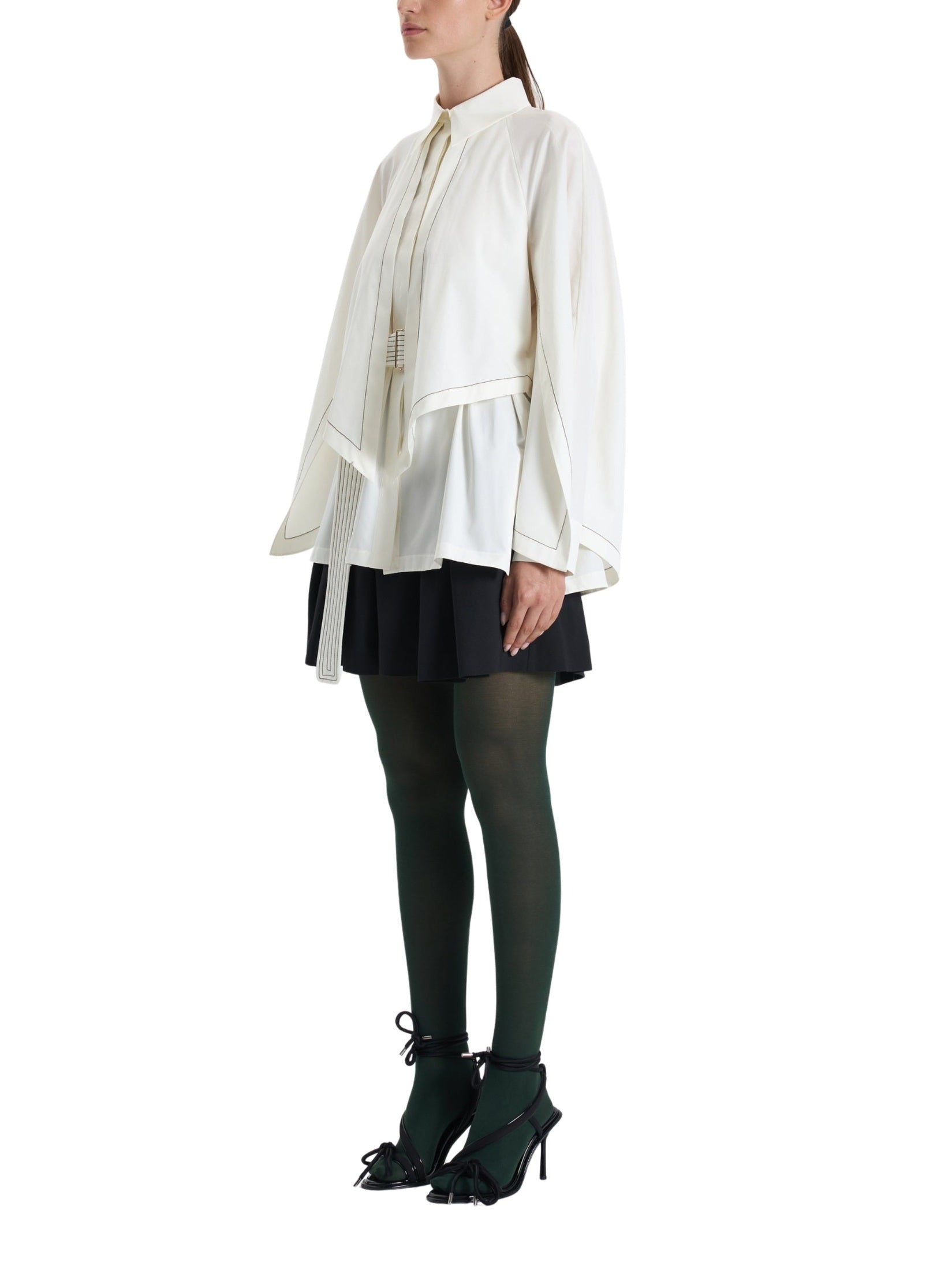 Cream belted short blouse