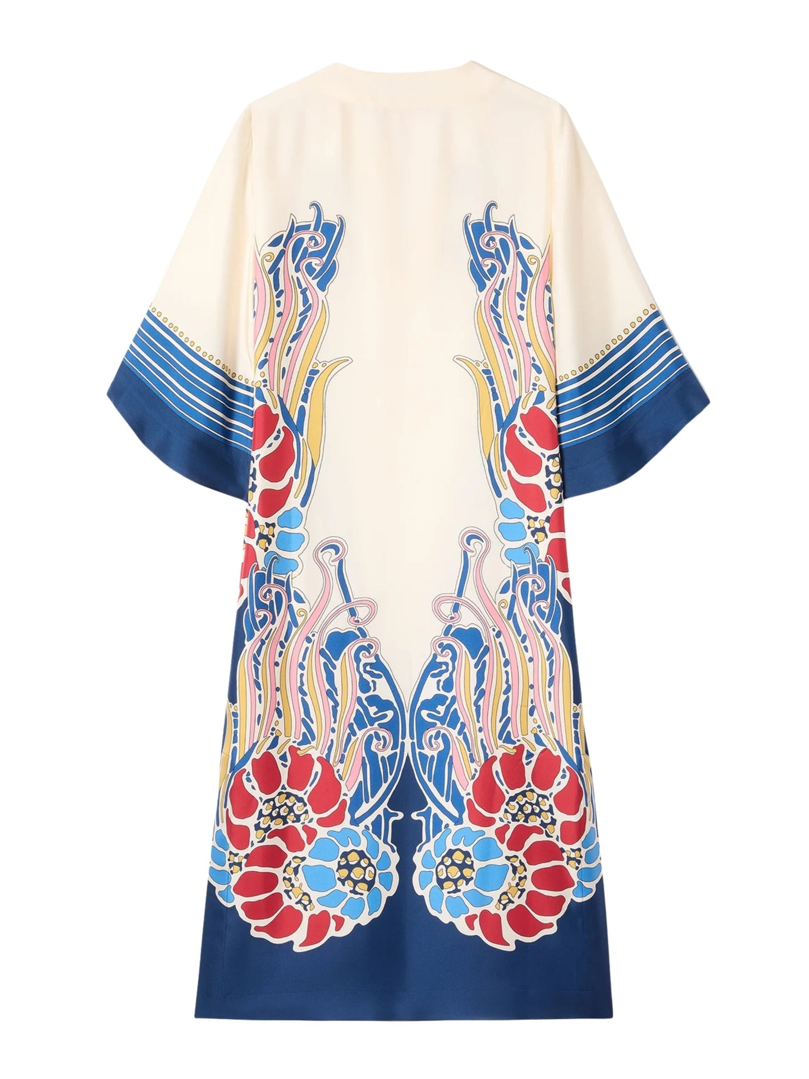 The kaftan lemuria placée blue in silk twill