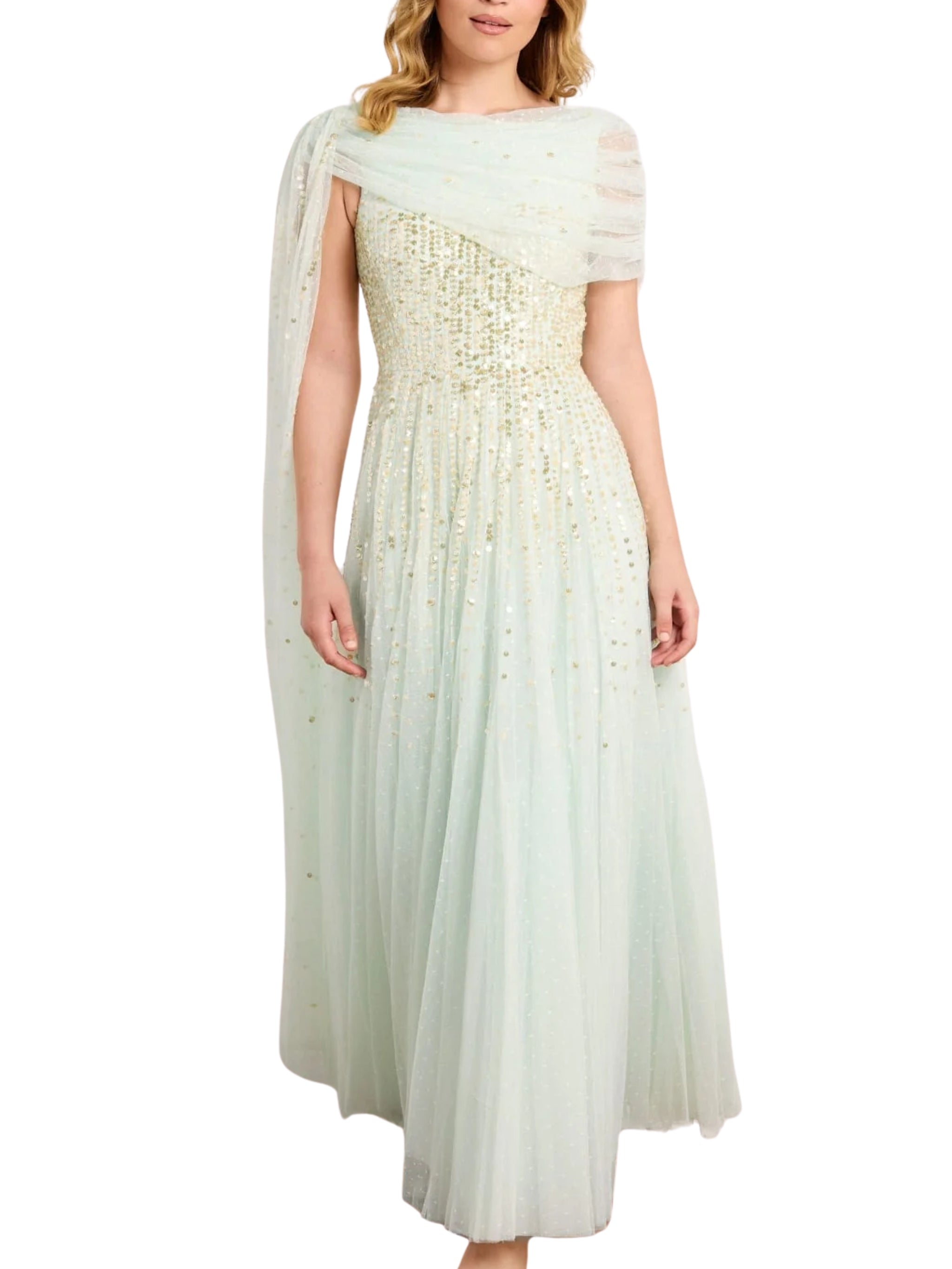 Moonlight sequin draped gown