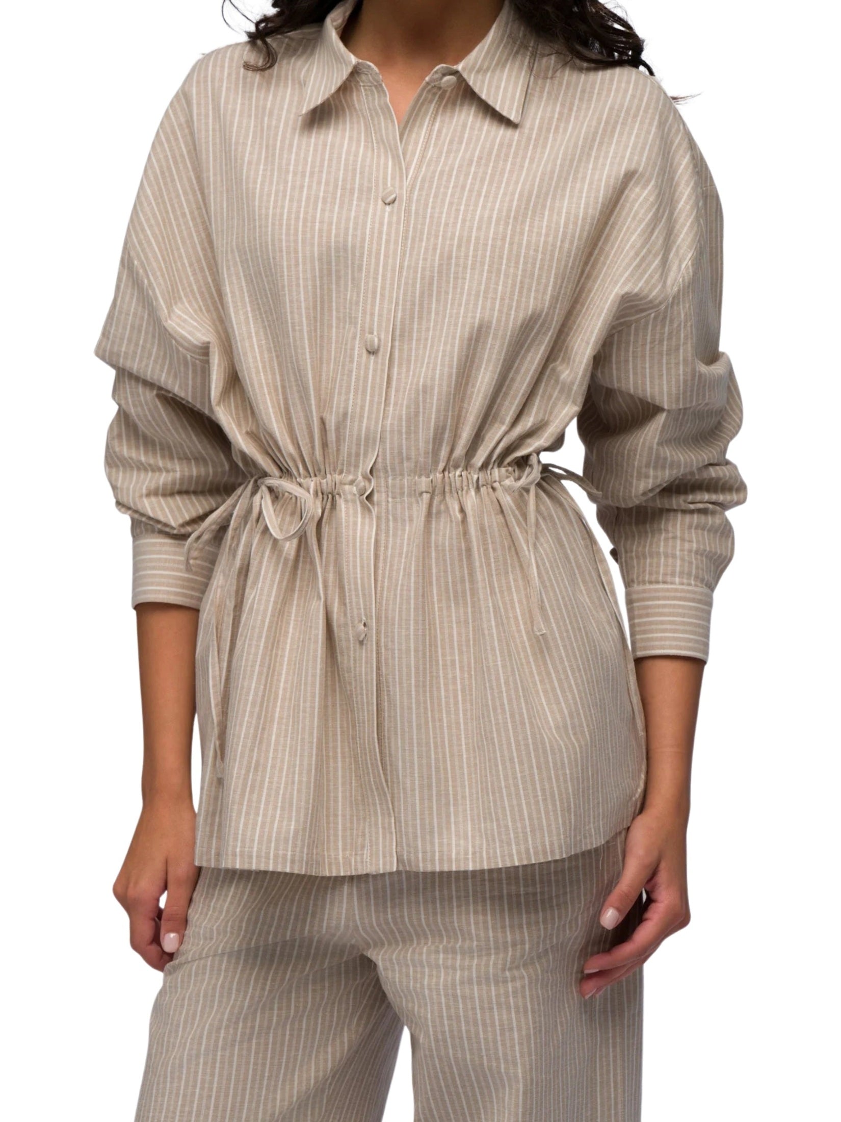 Drawstring linen shirt