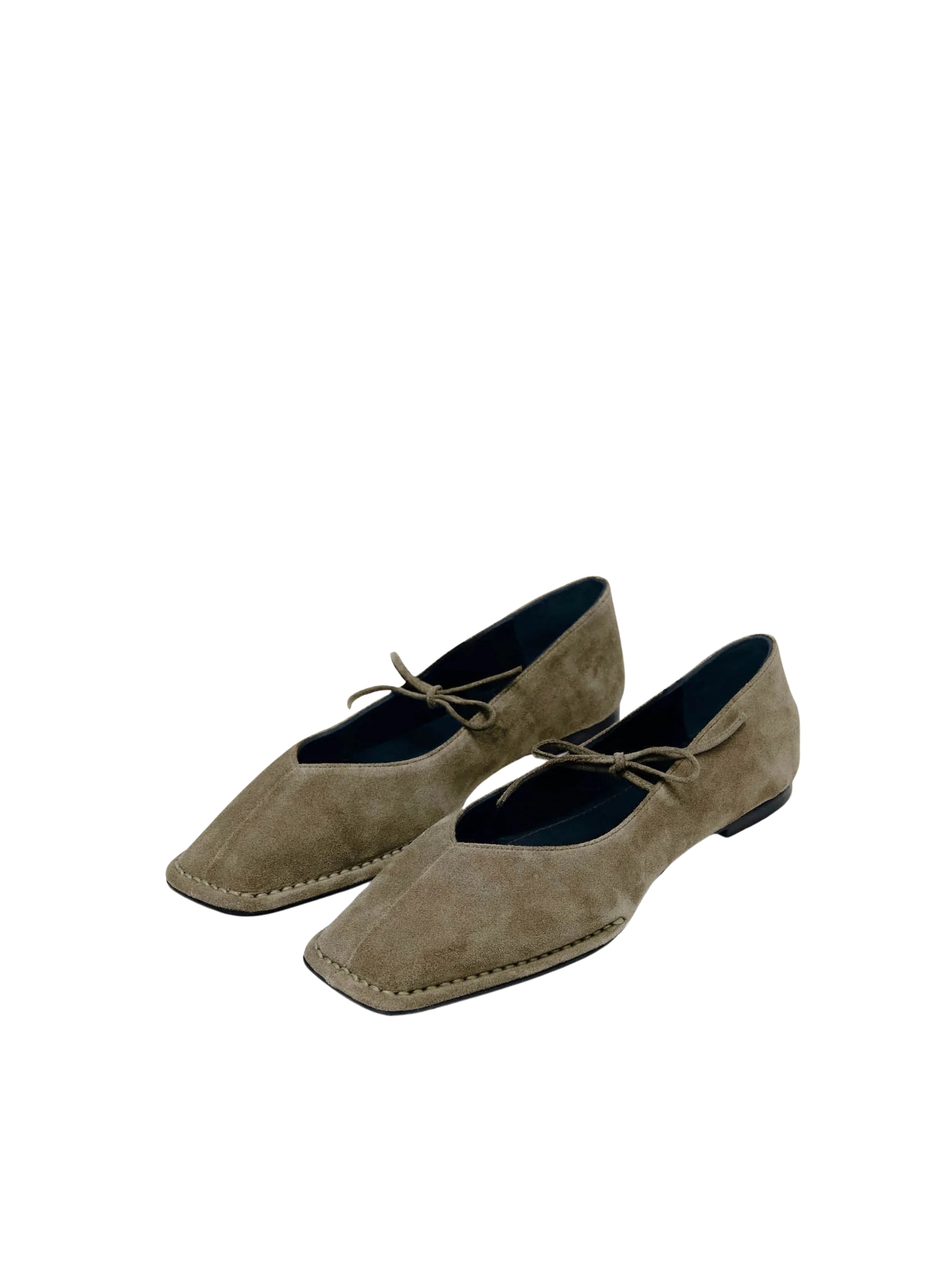 SWAY SUEDE KHAKI LEATHER BALLET FLATS