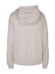 Linen wool full zip hoodie sweatshirt