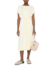 Ribbed jersey sack dress with knit brilliant shoulder detail