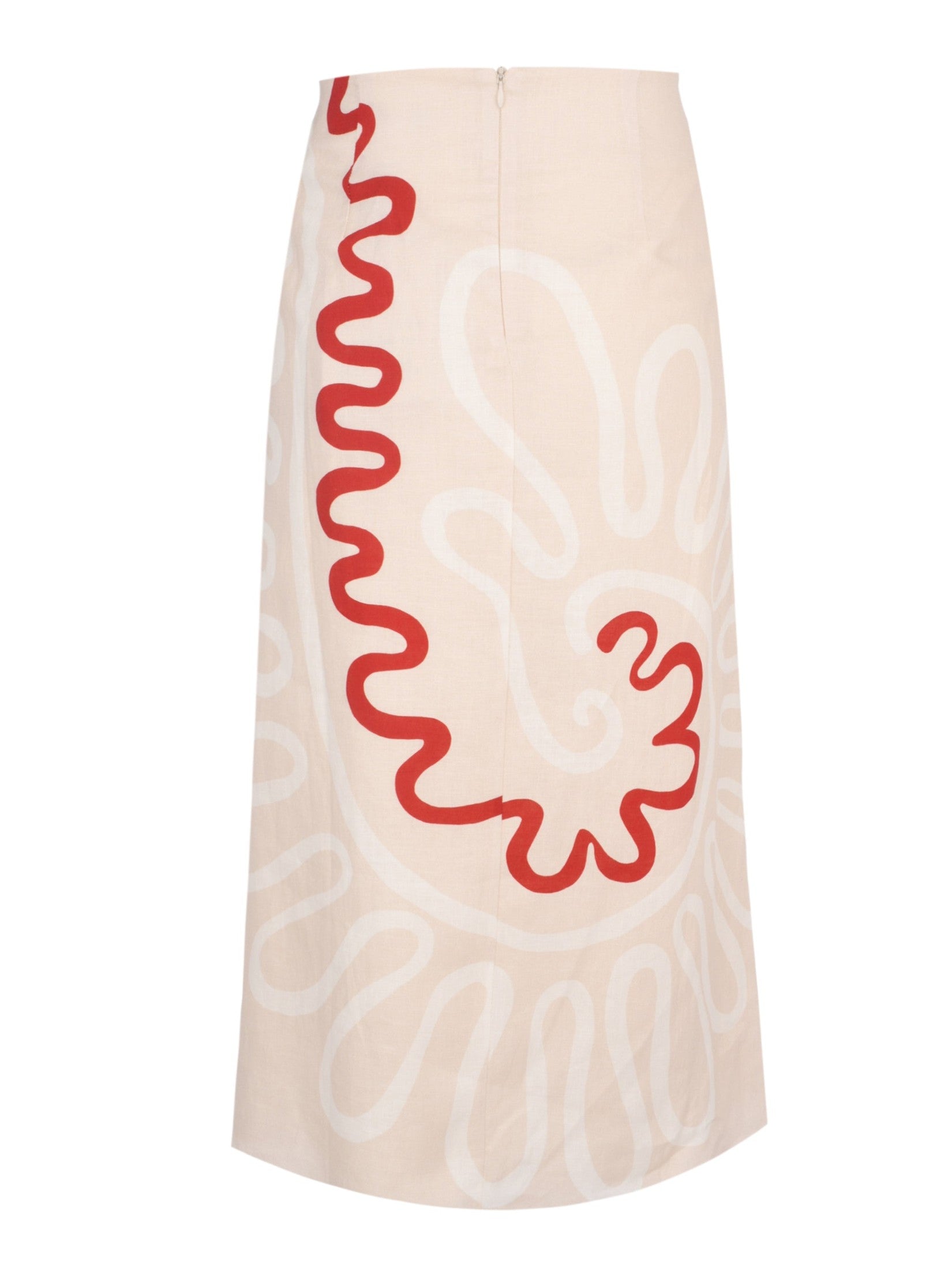 High waisted a-line midi skirt with zipper closure