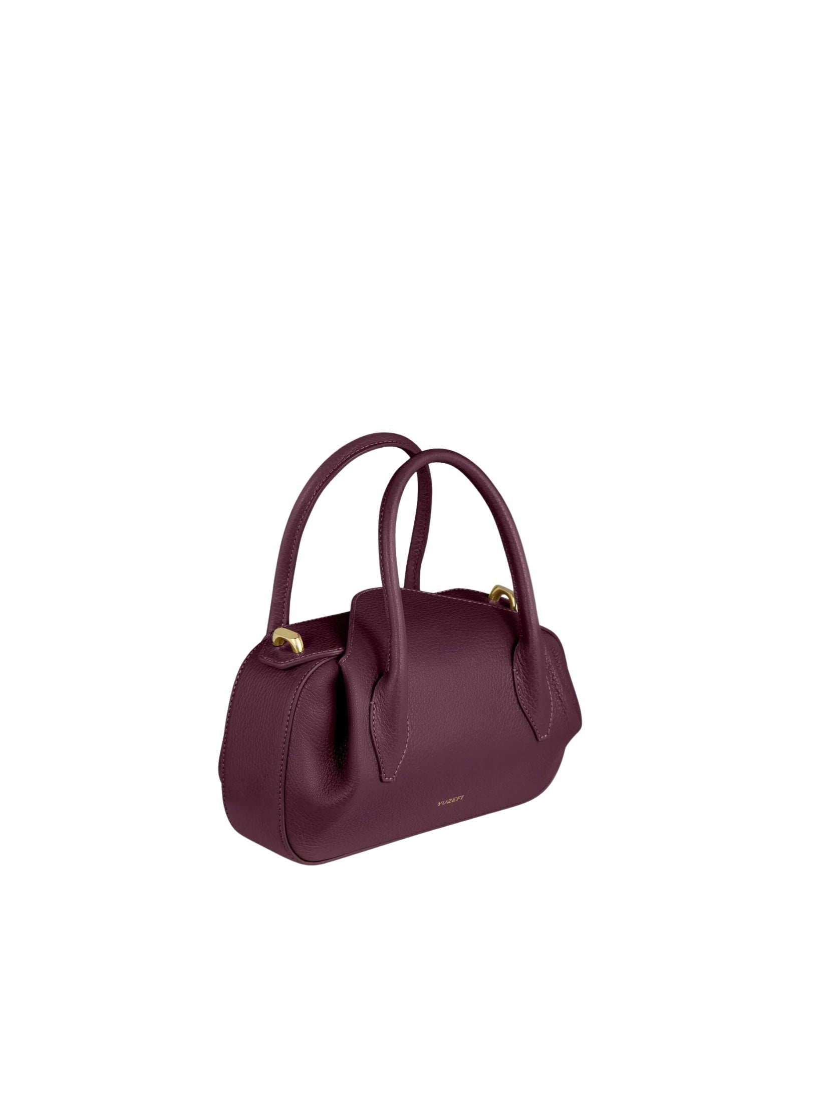 Oyster mini duffle wine pebble grained leather