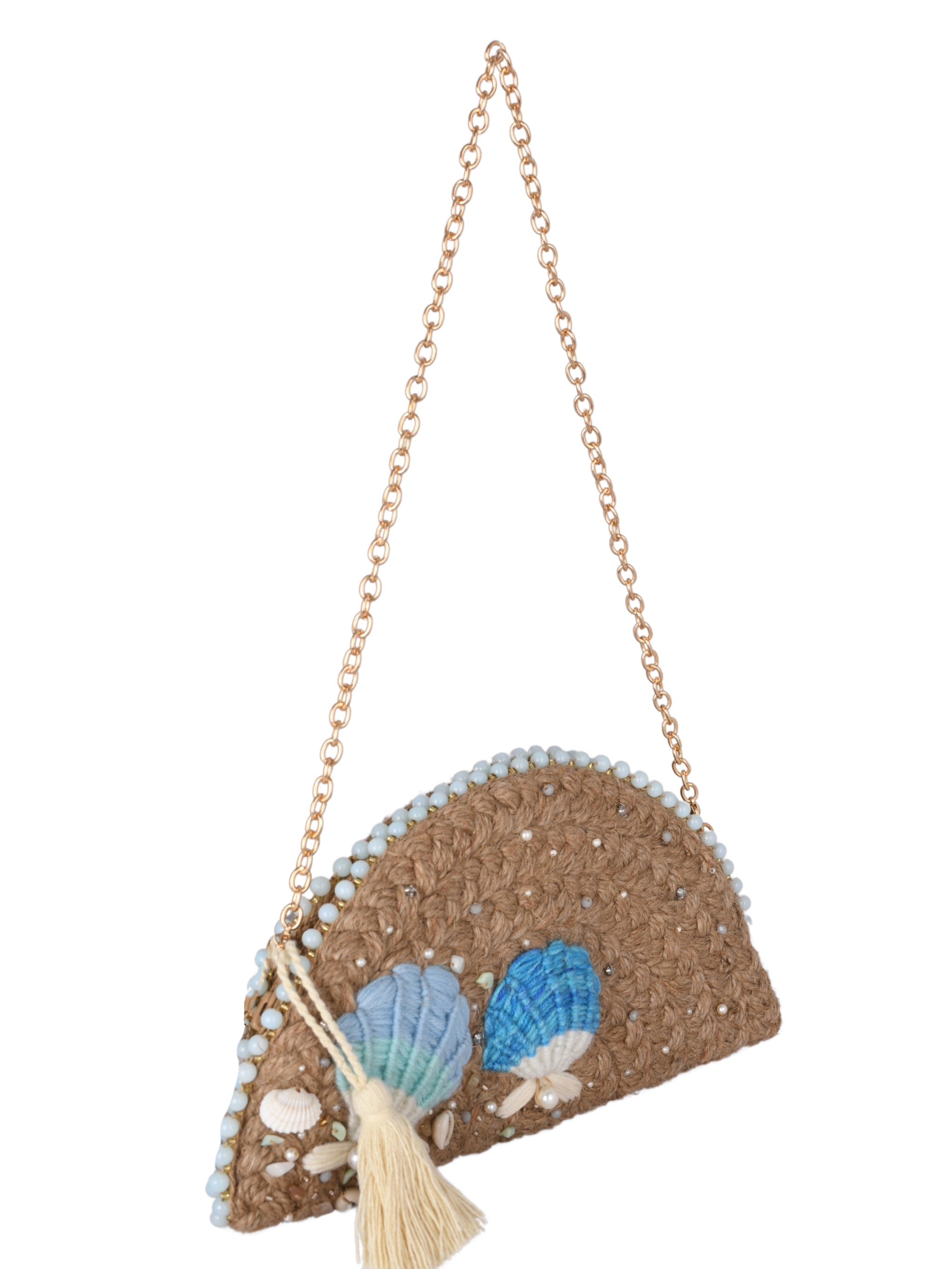 Seashell duo clutch blue seashells