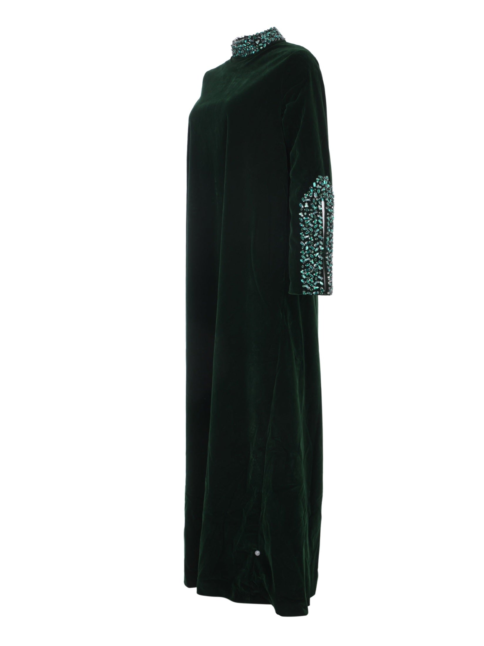Green crystal velvet dress