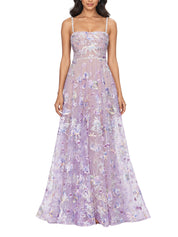 Midnight embroidered floral gown