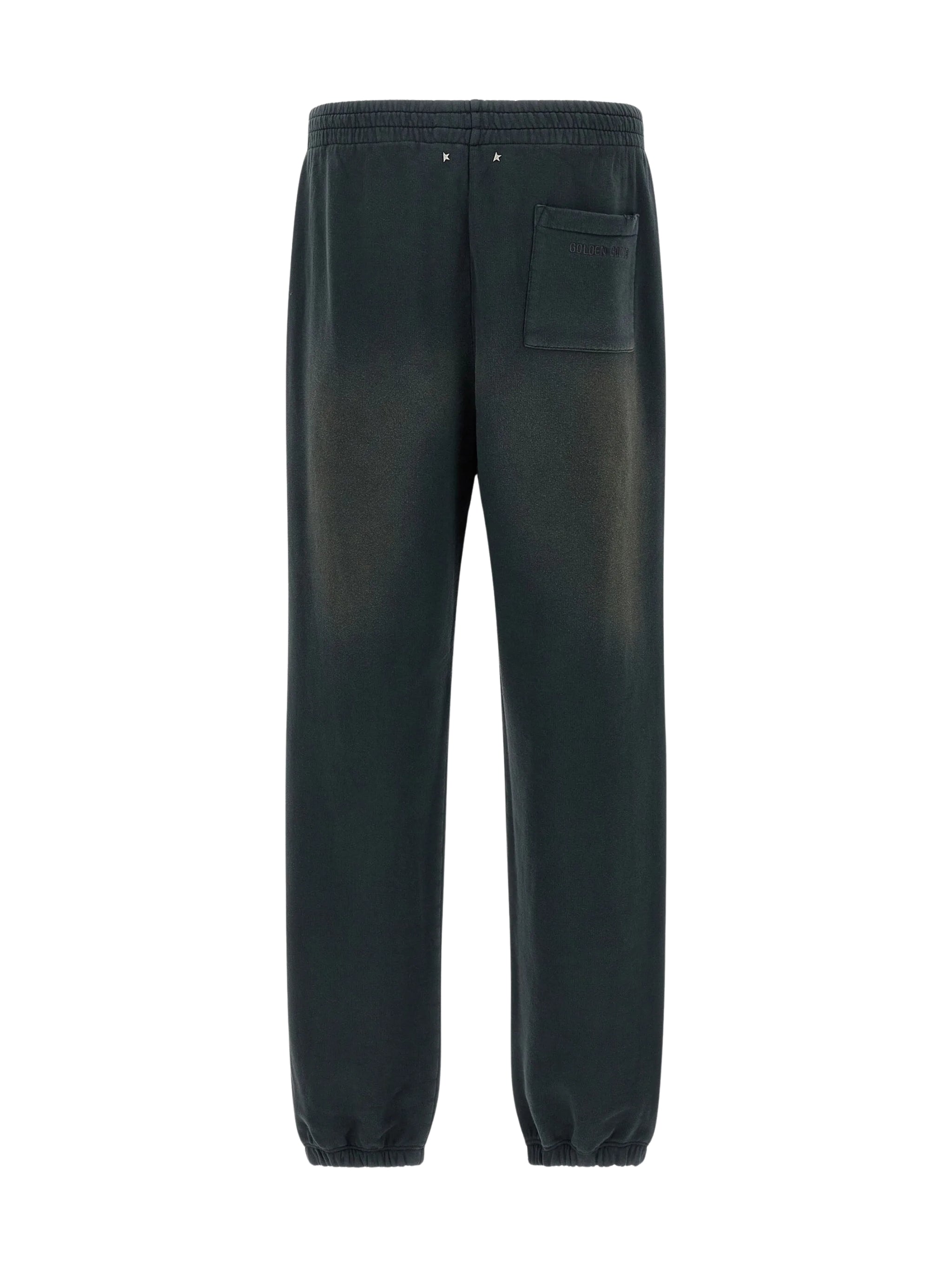 JOURNEY UNISEX WIDE JOGGING RAW CUT HEM DYED COTTON FLEECE BLEACHING EFFECT WITH EMBROIDERY