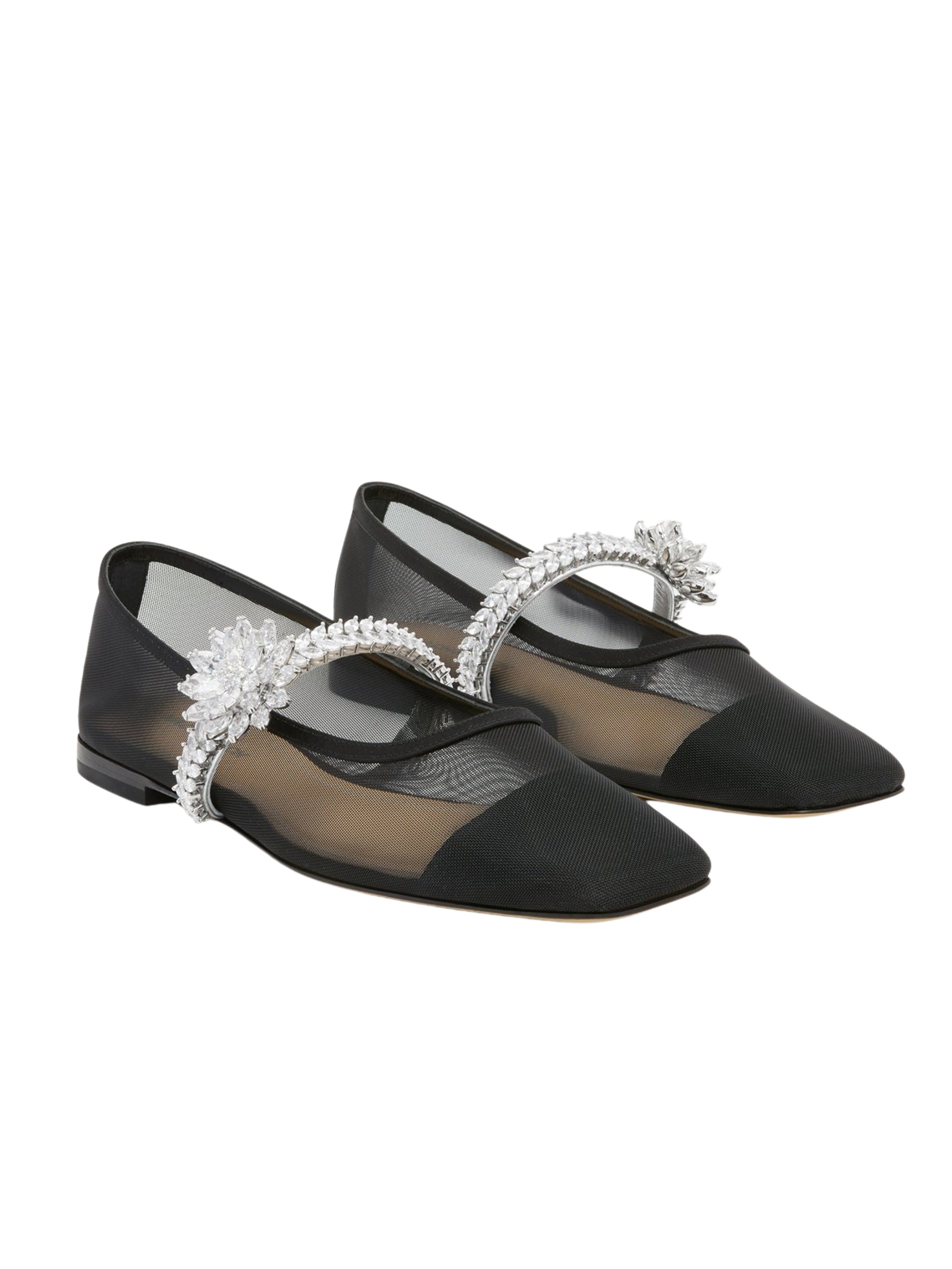 Lotus Flower Jewelled Mesh Ballerinas (10Mm)