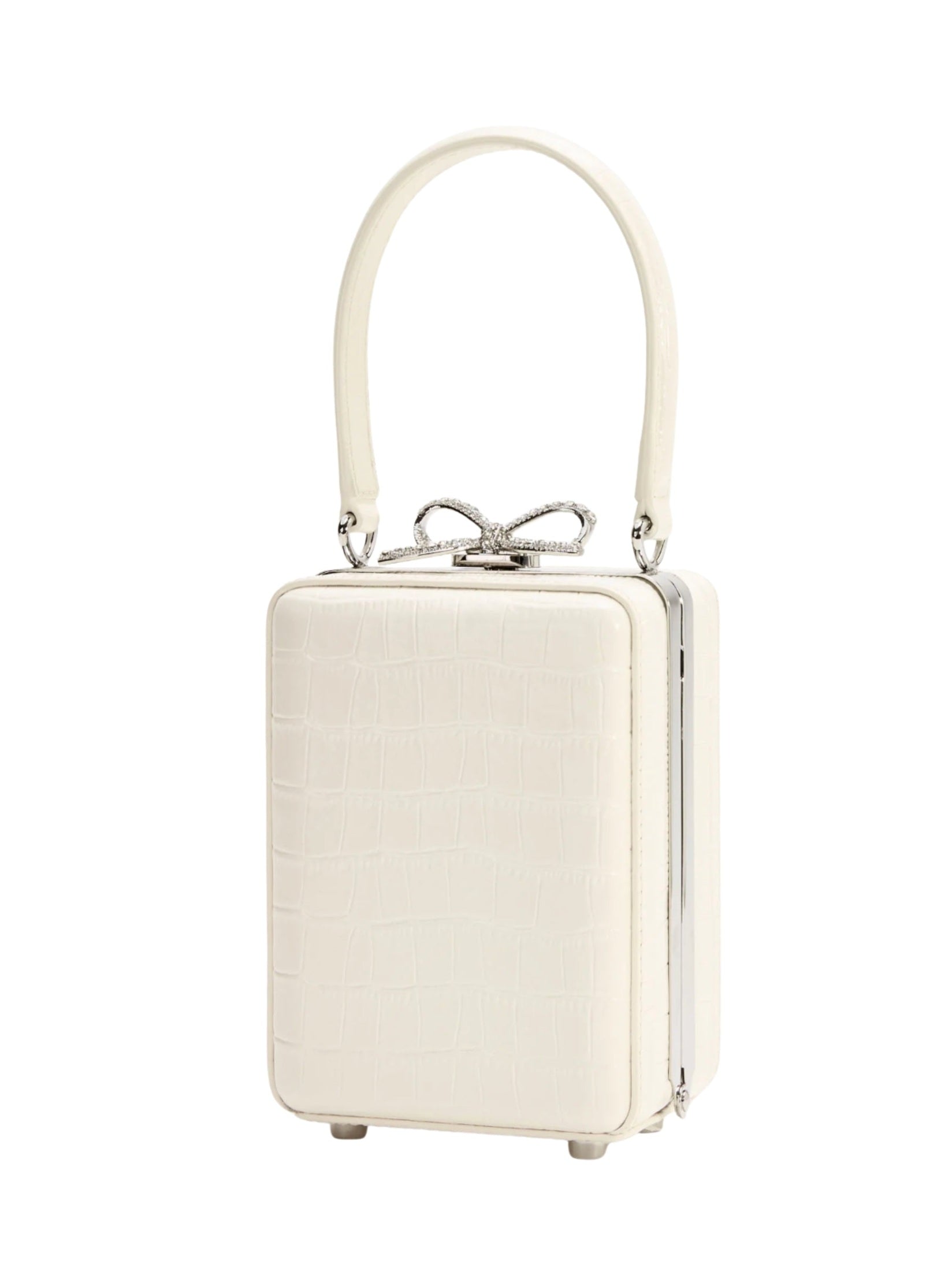Cream croc leather micro bag