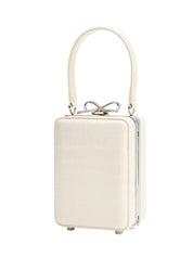 Cream Croc Leather Micro Bag