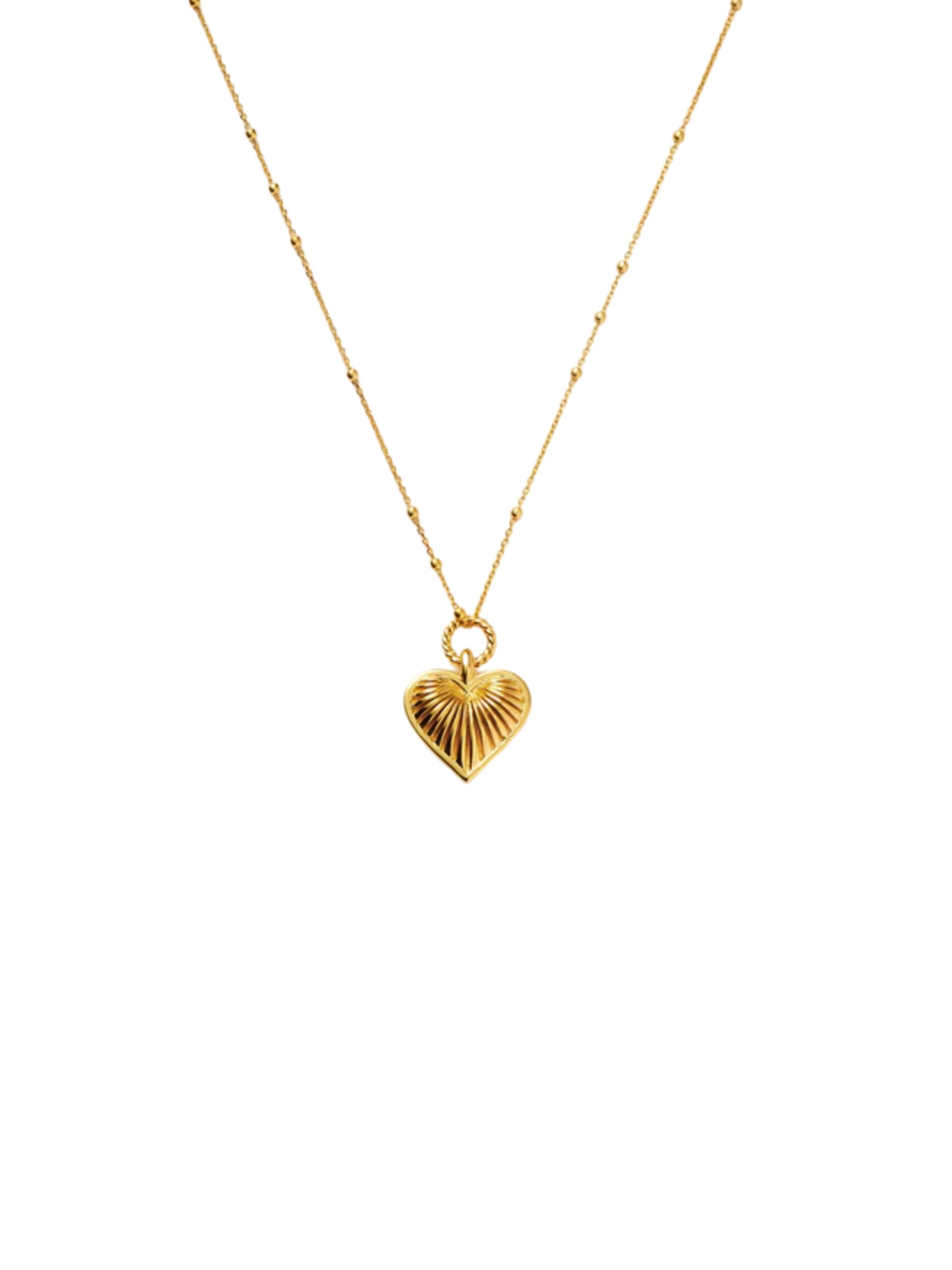 RIDGE HEART CHARM PENDANT NECKLACE