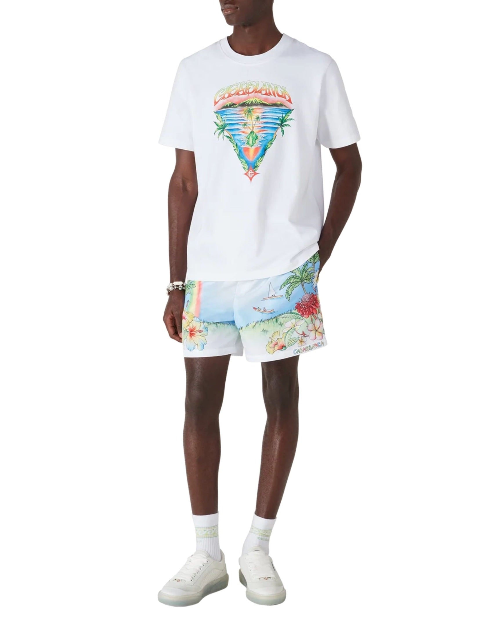 Aloha printed swim shorts