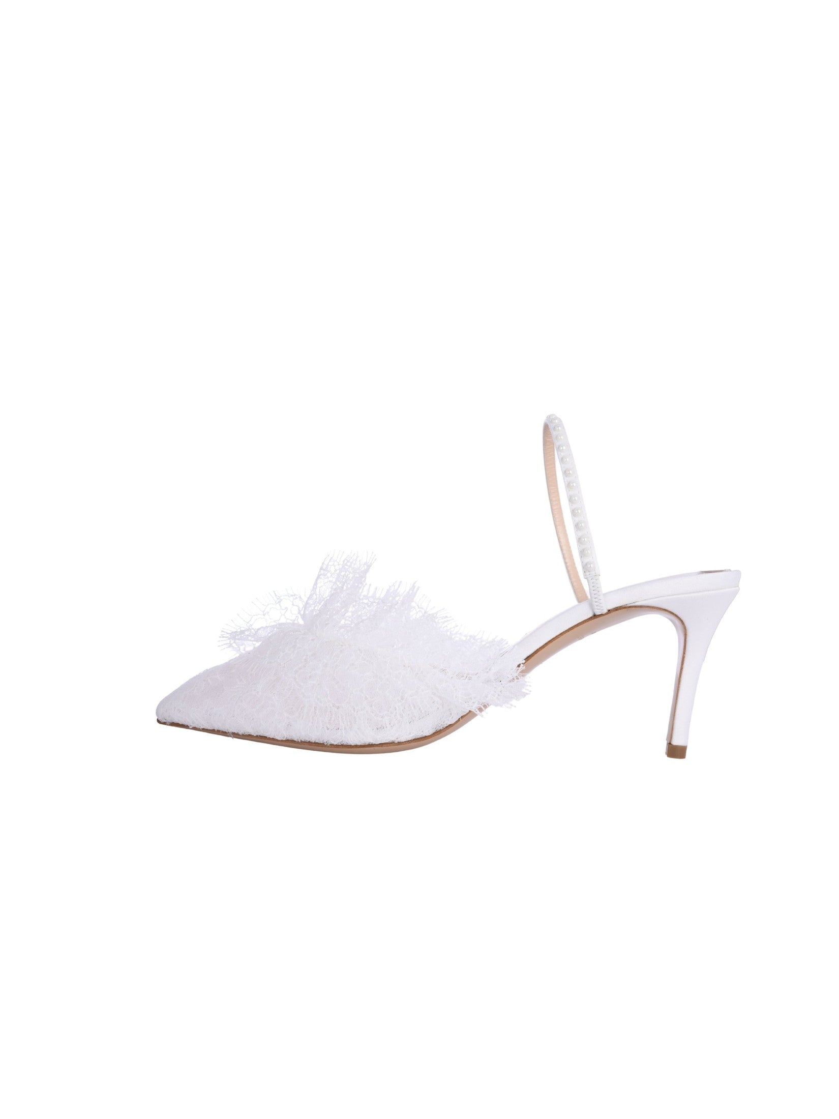 France lace pearl mule 75 mm
